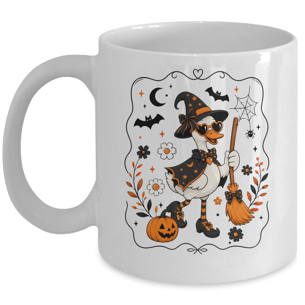 Cute Halloween Goose Coquette Witchy Vibes Fall Pumpkin Mug | teecentury
