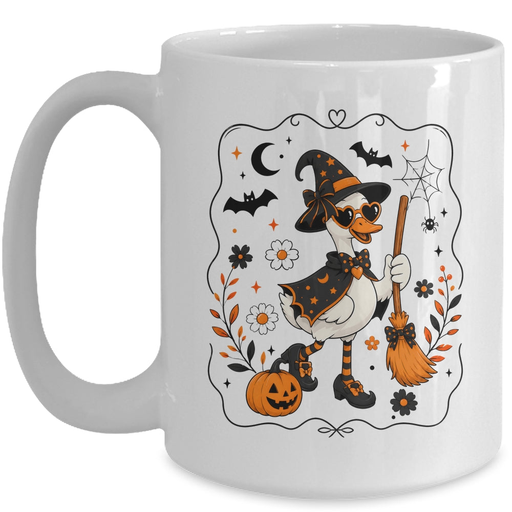 Cute Halloween Goose Coquette Witchy Vibes Fall Pumpkin Mug | teecentury