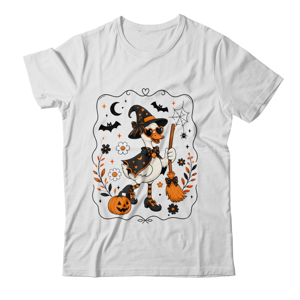 Cute Halloween Goose Coquette Witchy Vibes Fall Pumpkin Shirt & Sweatshirt | teecentury