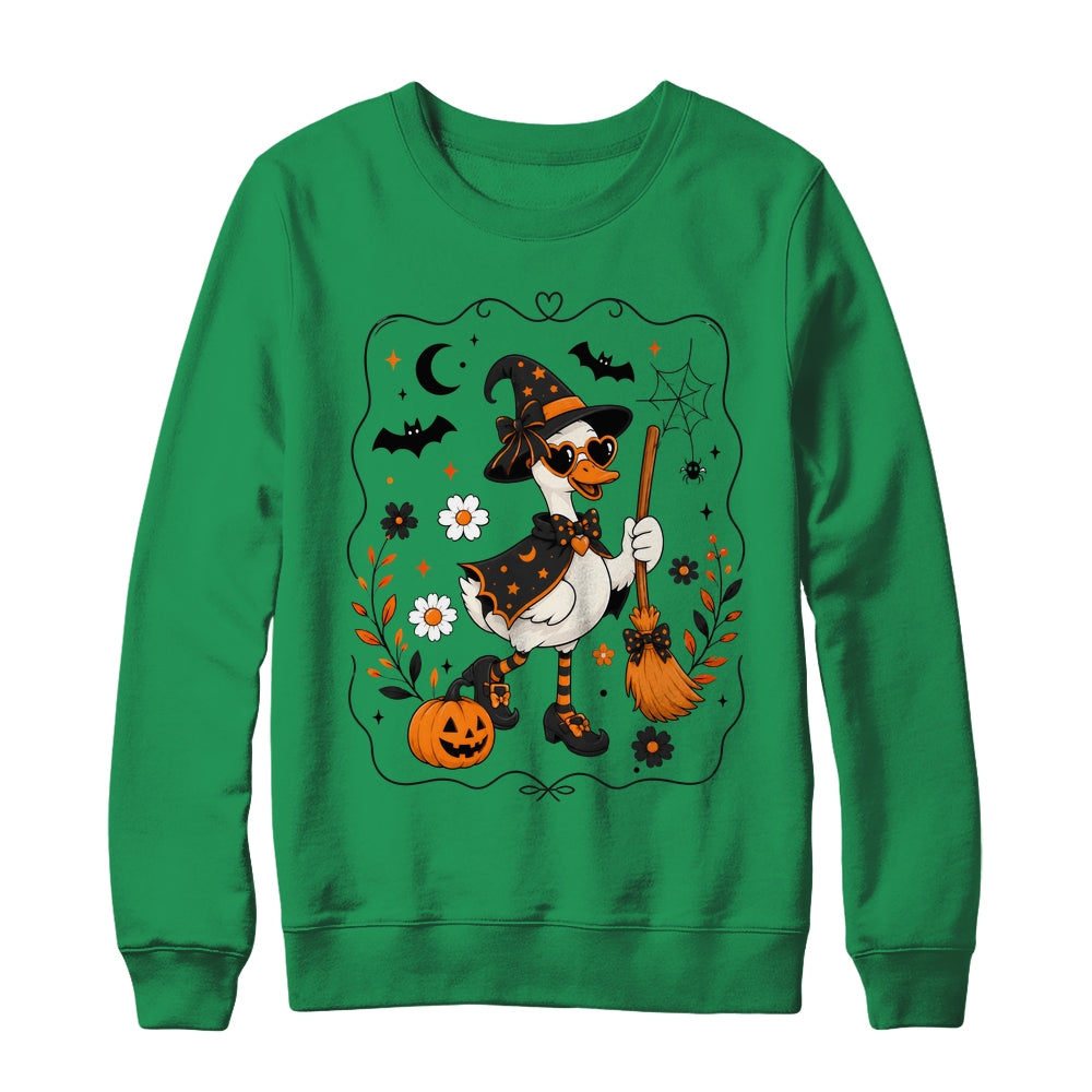 Cute Halloween Goose Coquette Witchy Vibes Fall Pumpkin Shirt & Sweatshirt | teecentury
