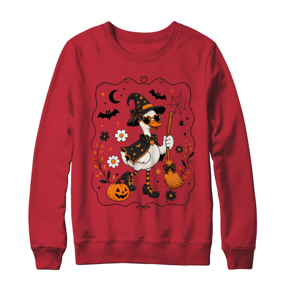 Cute Halloween Goose Coquette Witchy Vibes Fall Pumpkin Shirt & Sweatshirt | teecentury