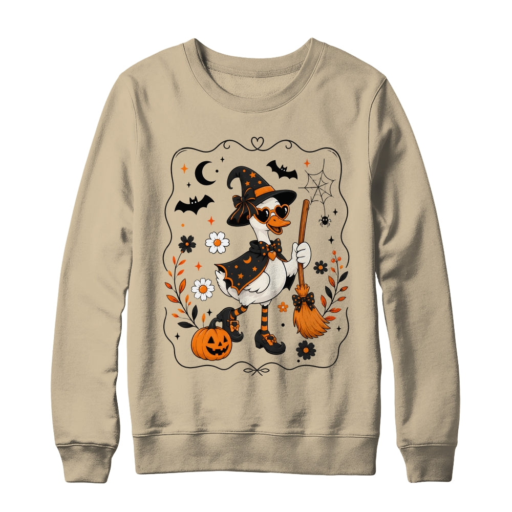 Cute Halloween Goose Coquette Witchy Vibes Fall Pumpkin Shirt & Sweatshirt | teecentury