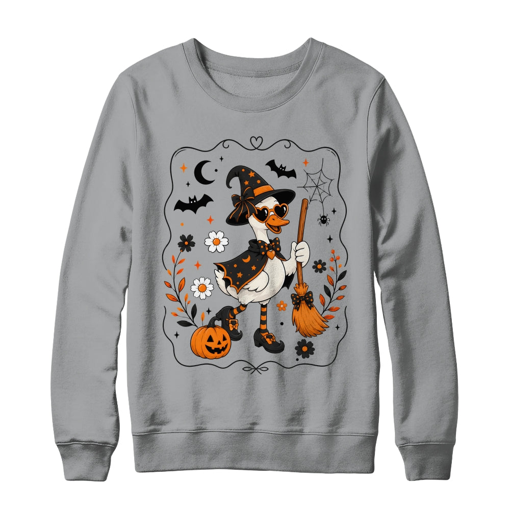 Cute Halloween Goose Coquette Witchy Vibes Fall Pumpkin Shirt & Sweatshirt | teecentury