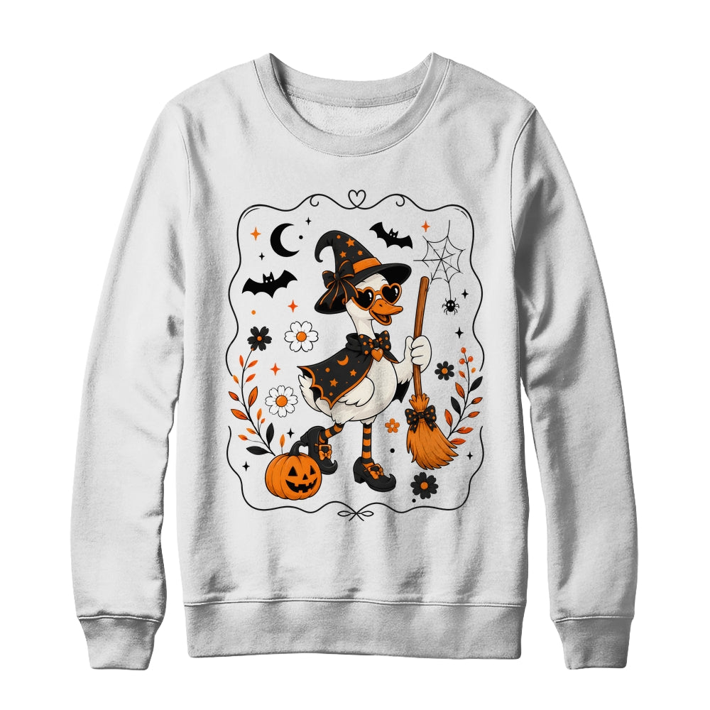 Cute Halloween Goose Coquette Witchy Vibes Fall Pumpkin Shirt & Sweatshirt | teecentury