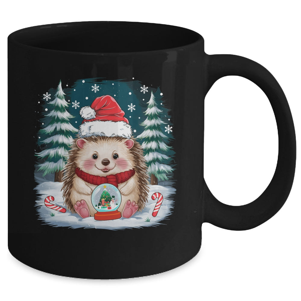 Cute Hedgehog Christmas Lights Santa Hat Xmas Men Women Kids Mug | teecentury