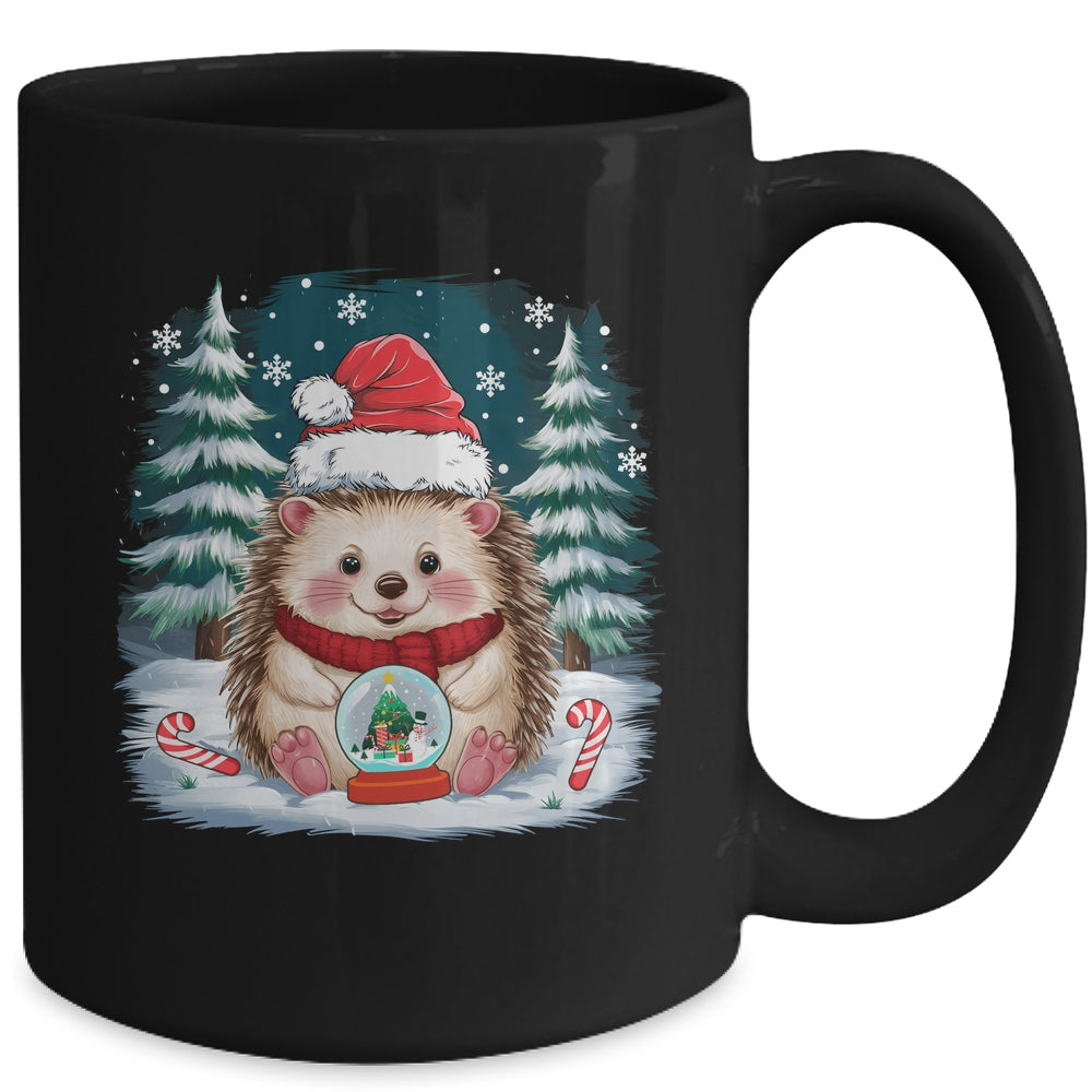 Cute Hedgehog Christmas Lights Santa Hat Xmas Men Women Kids Mug | teecentury