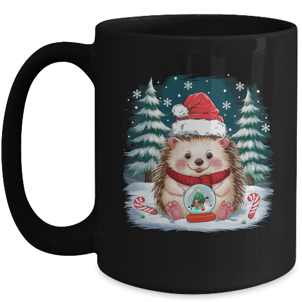 Cute Hedgehog Christmas Lights Santa Hat Xmas Men Women Kids Mug | teecentury
