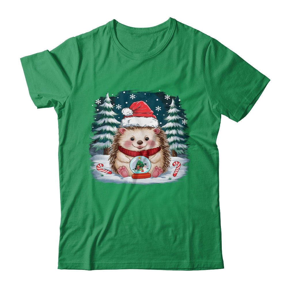 Cute Hedgehog Christmas Lights Santa Hat Xmas Men Women Kids Shirt & Sweatshirt | teecentury