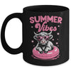 Cute Hello Summer Vibes Highland Cow Funny Beach Vacation Mug | teecentury