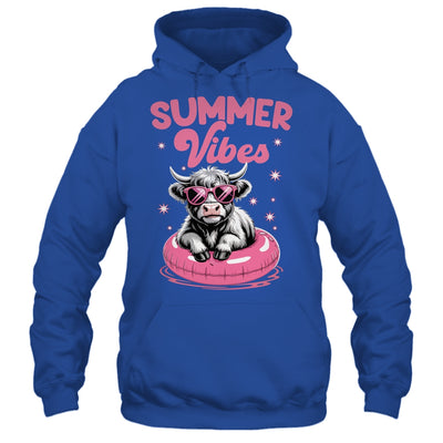 Cute Hello Summer Vibes Highland Cow Funny Beach Vacation Shirt & Tank Top | teecentury