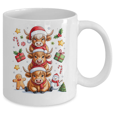 Cute Highland Cow Christmas Tree Fluffy Cow Santa Hat Mug | teecentury