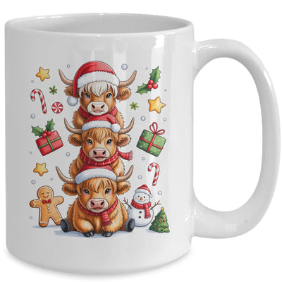Cute Highland Cow Christmas Tree Fluffy Cow Santa Hat Mug | teecentury