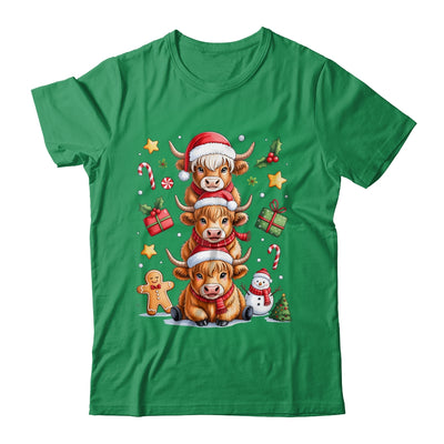 Cute Highland Cow Christmas Tree Fluffy Cow Santa Hat Shirt & Sweatshirt | teecentury
