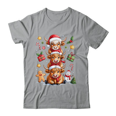 Cute Highland Cow Christmas Tree Fluffy Cow Santa Hat Shirt & Sweatshirt | teecentury