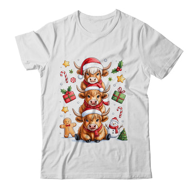 Cute Highland Cow Christmas Tree Fluffy Cow Santa Hat Shirt & Sweatshirt | teecentury