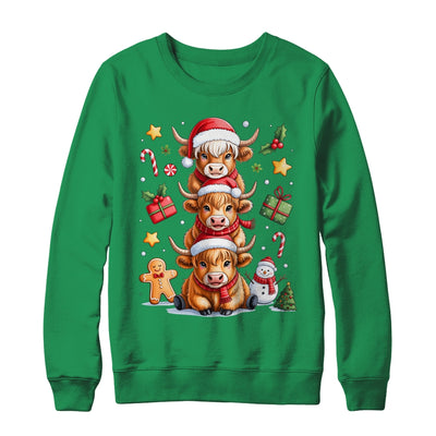 Cute Highland Cow Christmas Tree Fluffy Cow Santa Hat Shirt & Sweatshirt | teecentury