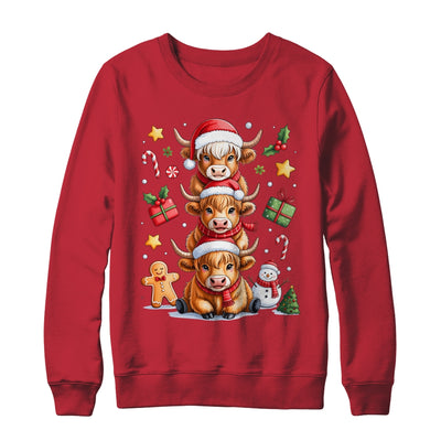 Cute Highland Cow Christmas Tree Fluffy Cow Santa Hat Shirt & Sweatshirt | teecentury
