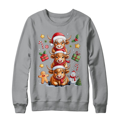 Cute Highland Cow Christmas Tree Fluffy Cow Santa Hat Shirt & Sweatshirt | teecentury