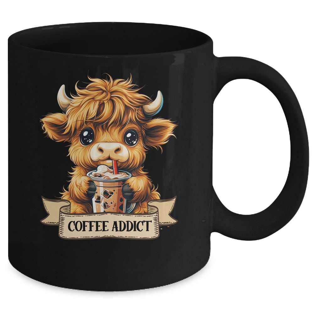 Cute Highland Cow Coffee Addict Funny Drink Coffee Cowgirl Mug | teecentury