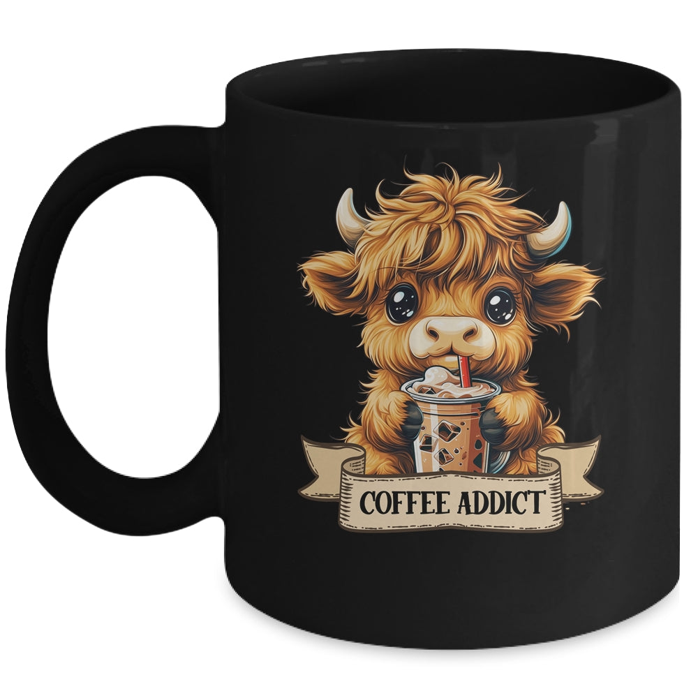 Cute Highland Cow Coffee Addict Funny Drink Coffee Cowgirl Mug | teecentury