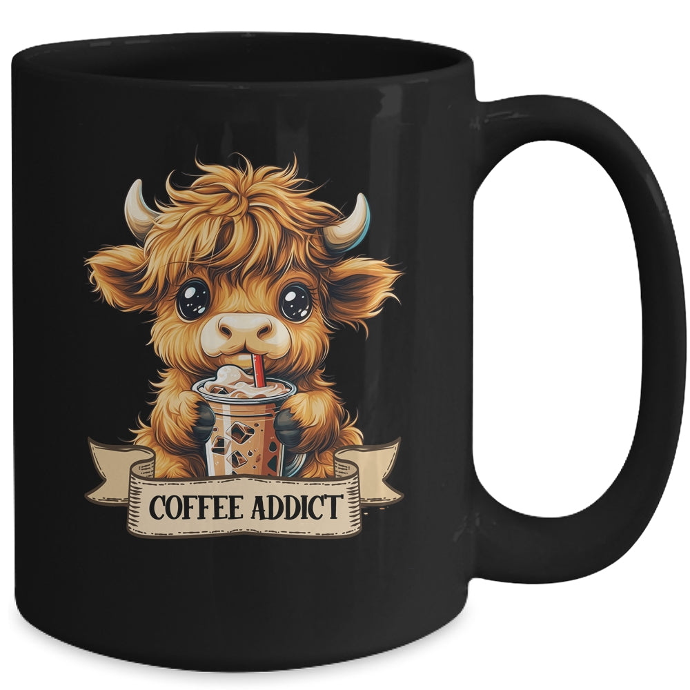 Cute Highland Cow Coffee Addict Funny Drink Coffee Cowgirl Mug | teecentury