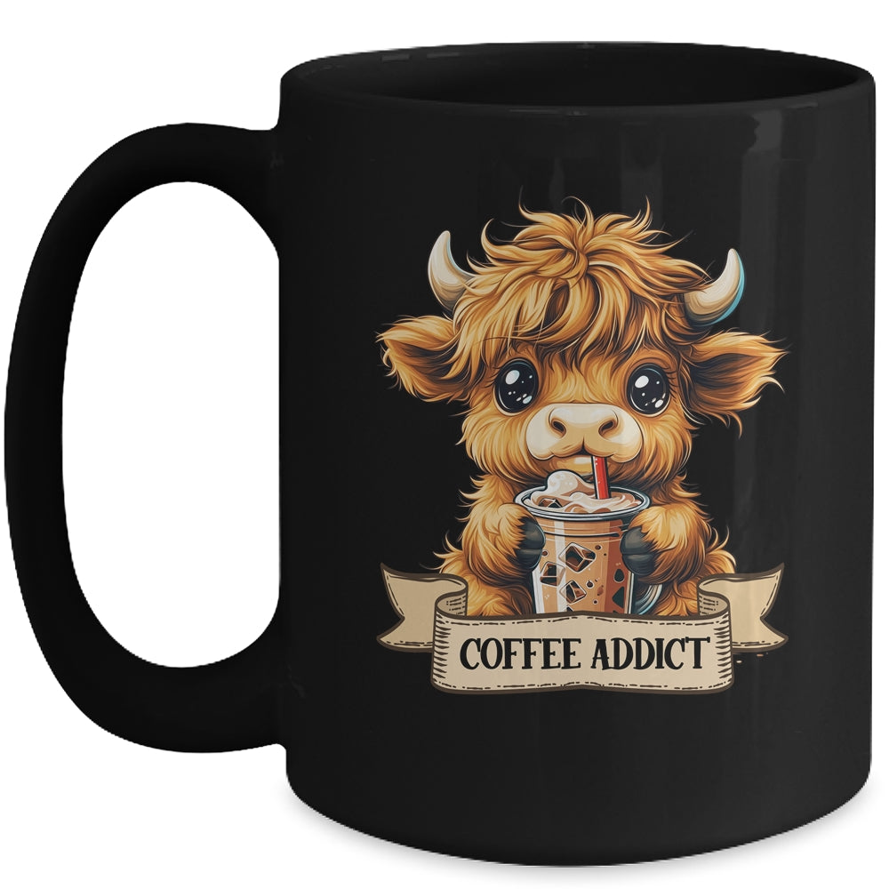 Cute Highland Cow Coffee Addict Funny Drink Coffee Cowgirl Mug | teecentury