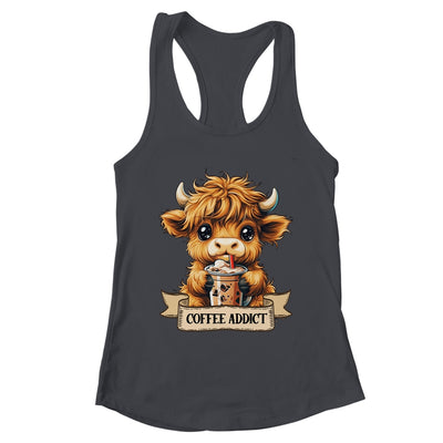 Cute Highland Cow Coffee Addict Funny Drink Coffee Cowgirl Shirt & Tank Top | teecentury