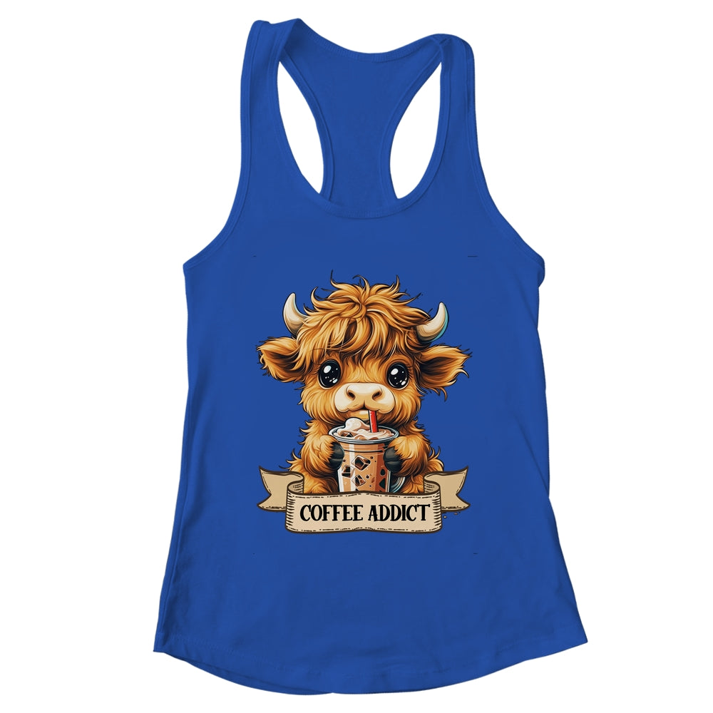Cute Highland Cow Coffee Addict Funny Drink Coffee Cowgirl Shirt & Tank Top | teecentury