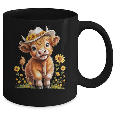 Cute Highland Cow Scottish Hairy Cattle Floral Women Girls Mug | teecentury