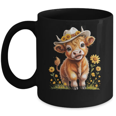 Cute Highland Cow Scottish Hairy Cattle Floral Women Girls Mug | teecentury