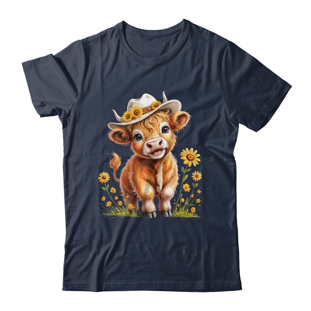 Cute Highland Cow Scottish Hairy Cattle Floral Women Girls Shirt & Tank Top | teecentury