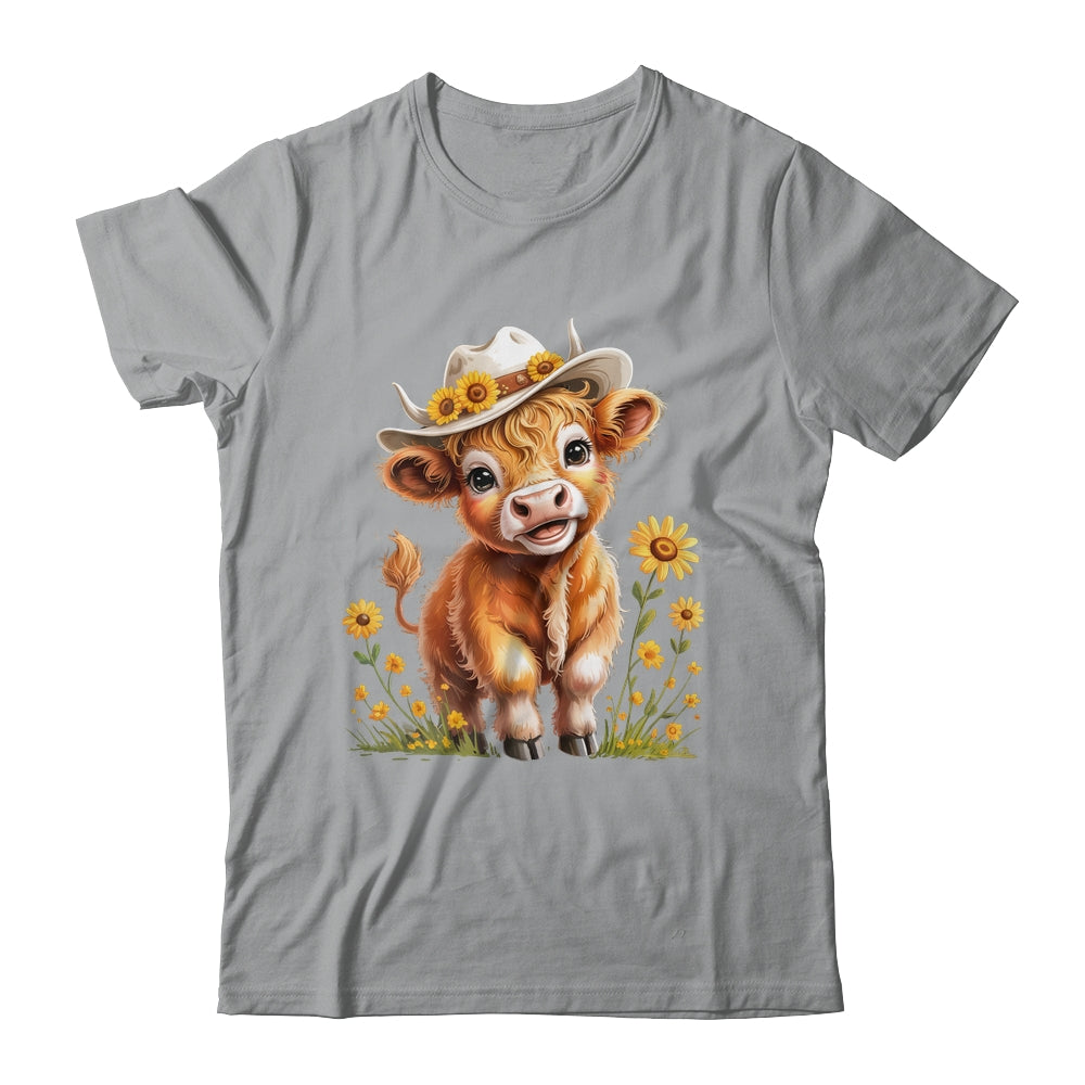 Cute Highland Cow Scottish Hairy Cattle Floral Women Girls Shirt & Tank Top | teecentury