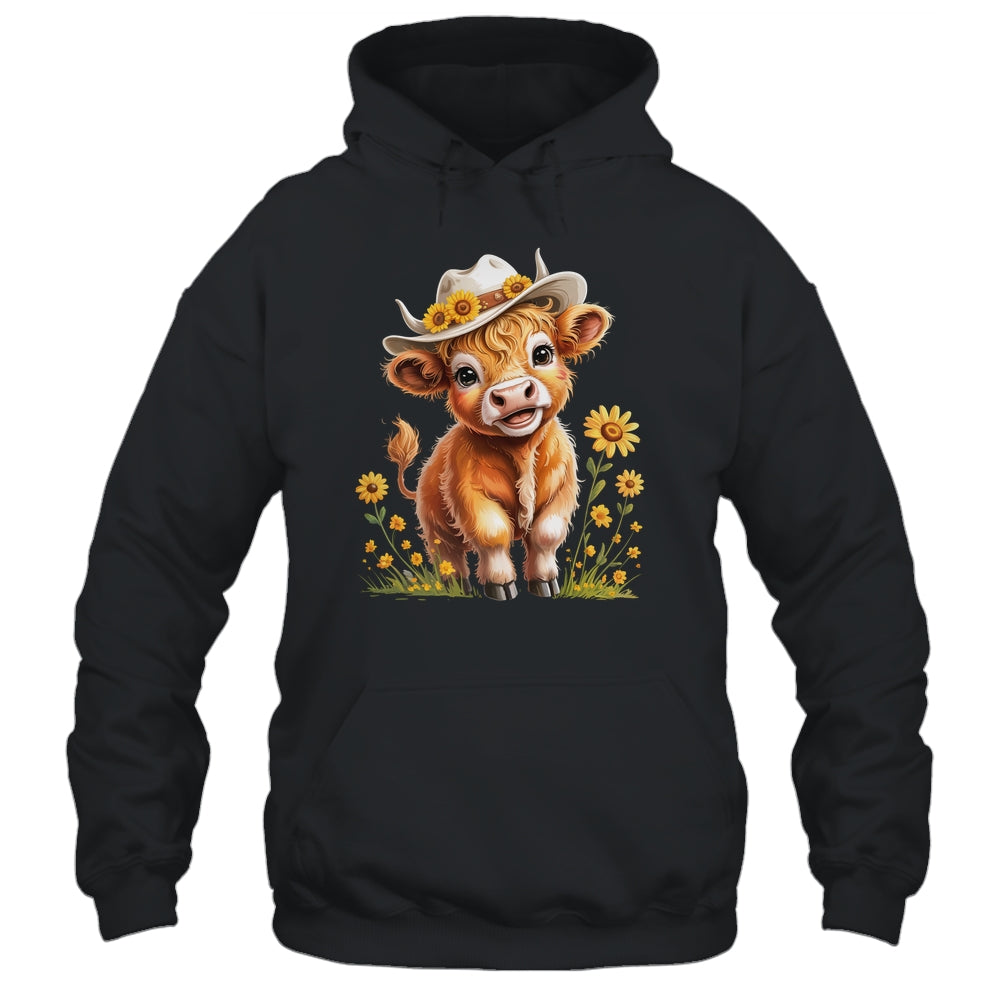 Cute Highland Cow Scottish Hairy Cattle Floral Women Girls Shirt & Tank Top | teecentury