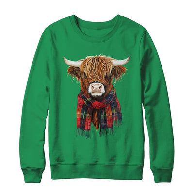 Cute Highland Cow Wearing Buffalo Plaid Scarf Farming Farmer Shirt & Sweatshirt | teecentury