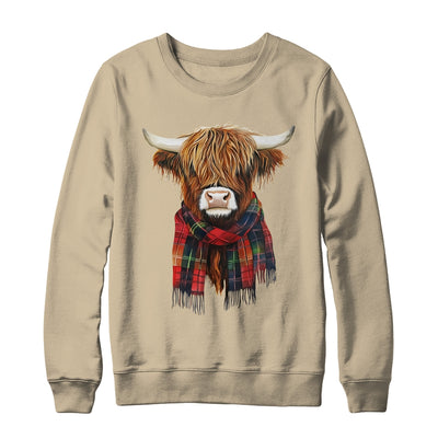 Cute Highland Cow Wearing Buffalo Plaid Scarf Farming Farmer Shirt & Sweatshirt | teecentury