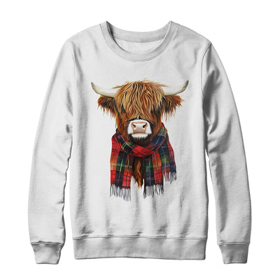 Cute Highland Cow Wearing Buffalo Plaid Scarf Farming Farmer Shirt & Sweatshirt | teecentury