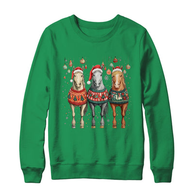 Cute Horses Santa Hat Ugly Christmas Xmas Horse Lover Shirt & Sweatshirt | teecentury