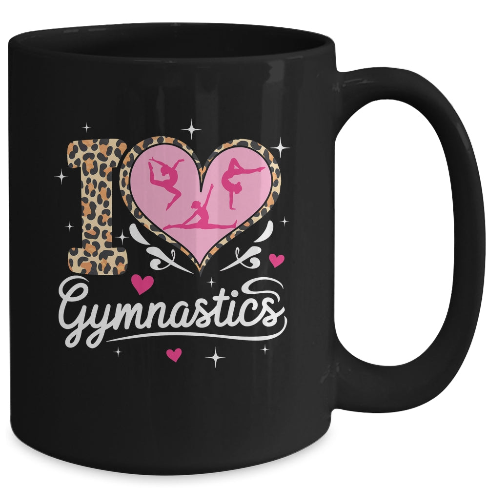 Cute I Love Gymnastics Leopard Print Women Girls Gymnast Mug | teecentury