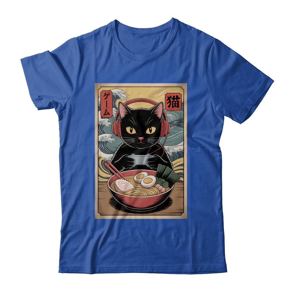 Cute Kawaii Gamer Cat Funny Ramen Retro Japanese Cat Gaming Shirt & Hoodie | teecentury