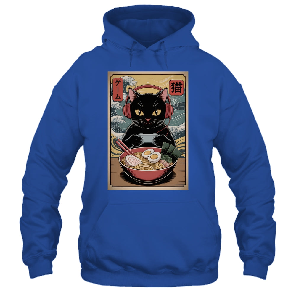 Cute Kawaii Gamer Cat Funny Ramen Retro Japanese Cat Gaming Shirt & Hoodie | teecentury