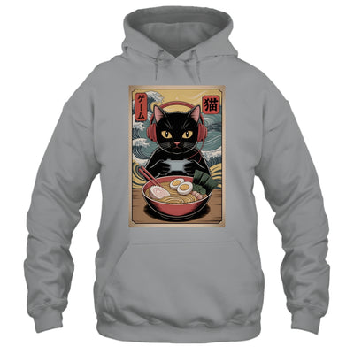 Cute Kawaii Gamer Cat Funny Ramen Retro Japanese Cat Gaming Shirt & Hoodie | teecentury