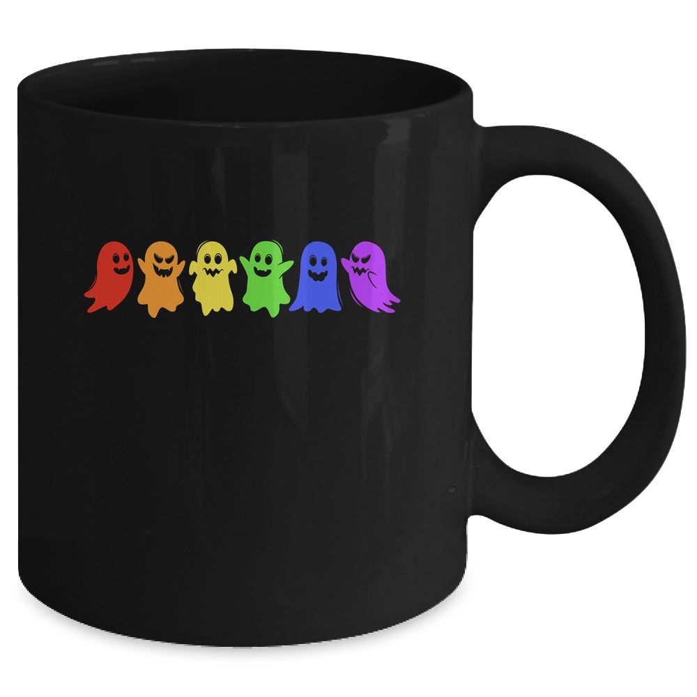 Cute LGBTQ Ghost LGBT Halloween Ghost Rainbow Gay Mug | teecentury