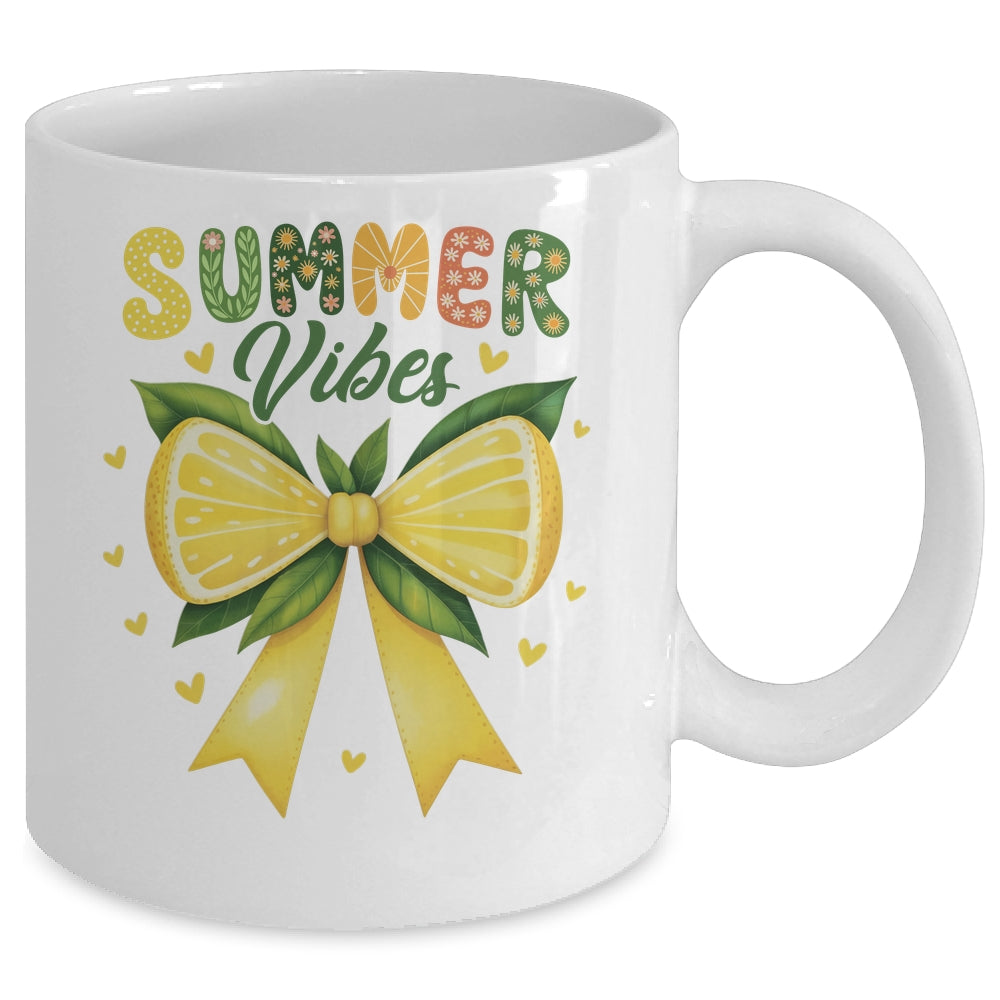 Cute Lemon Tropical Fruits Coquette Bow Summer Vibes Girl Mug | teecentury