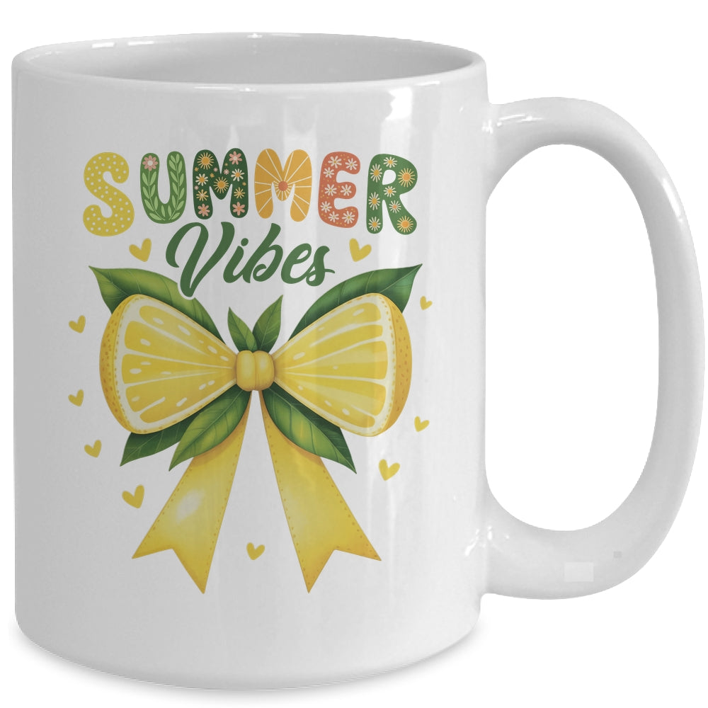 Cute Lemon Tropical Fruits Coquette Bow Summer Vibes Girl Mug | teecentury