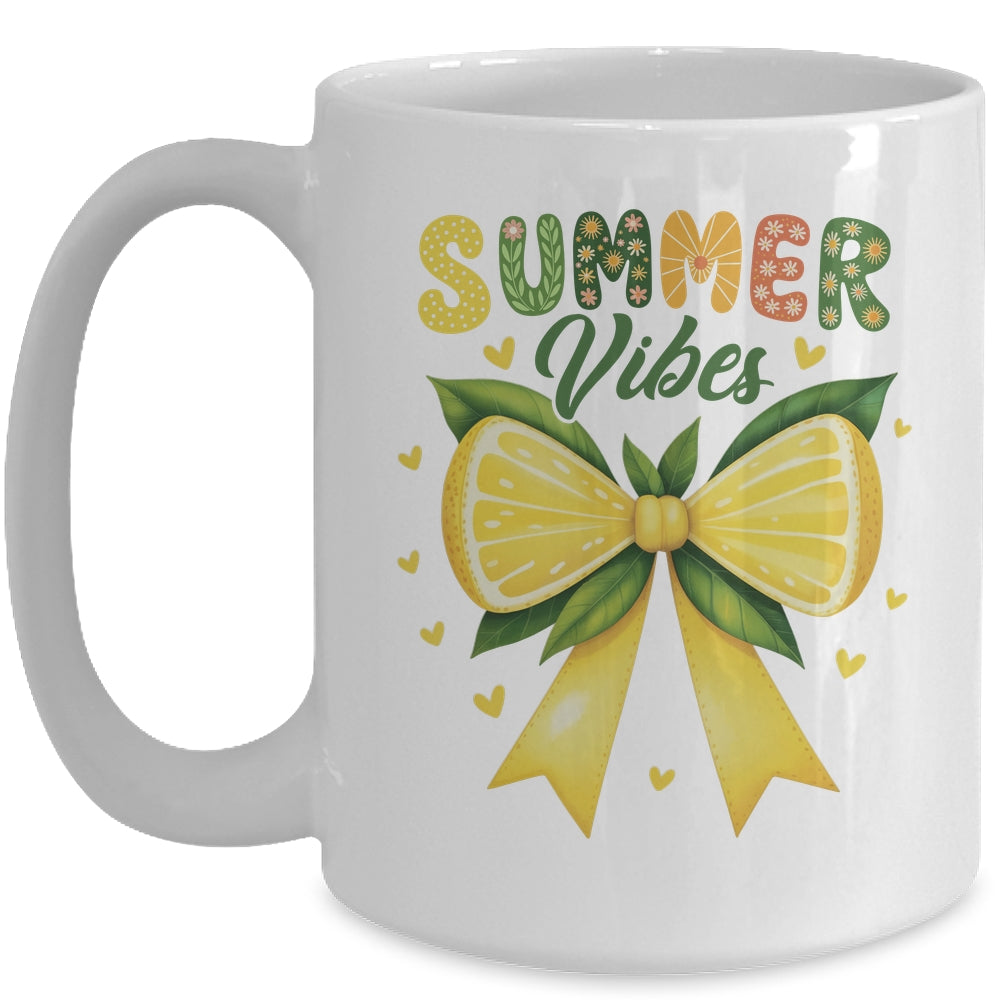 Cute Lemon Tropical Fruits Coquette Bow Summer Vibes Girl Mug | teecentury
