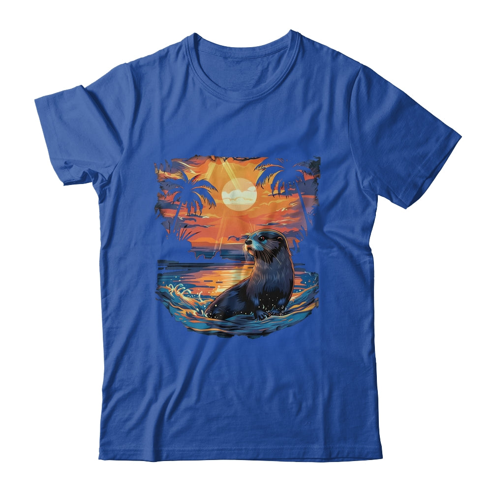Cute Otter Discover The Spirit Animal River Otter Sunset Shirt & Tank Top | teecentury
