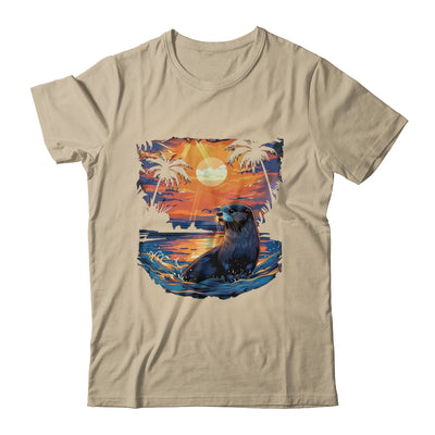 Cute Otter Discover The Spirit Animal River Otter Sunset Shirt & Tank Top | teecentury