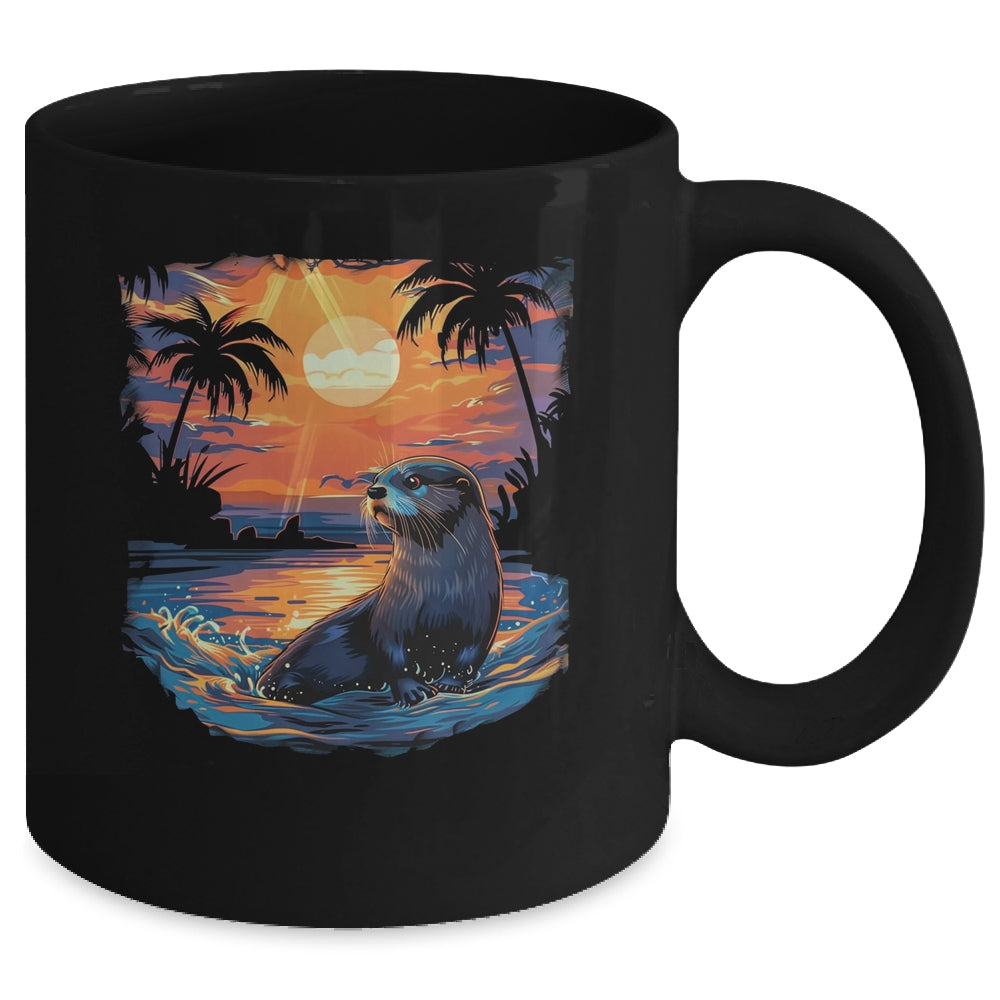 Cute Otter Discover The Spirit Animal River Otter Sunset Mug | teecentury