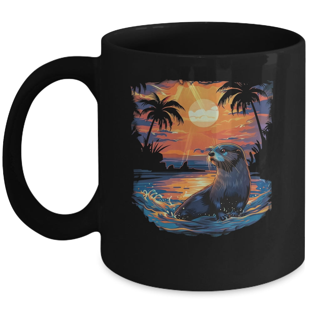 Cute Otter Discover The Spirit Animal River Otter Sunset Mug | teecentury