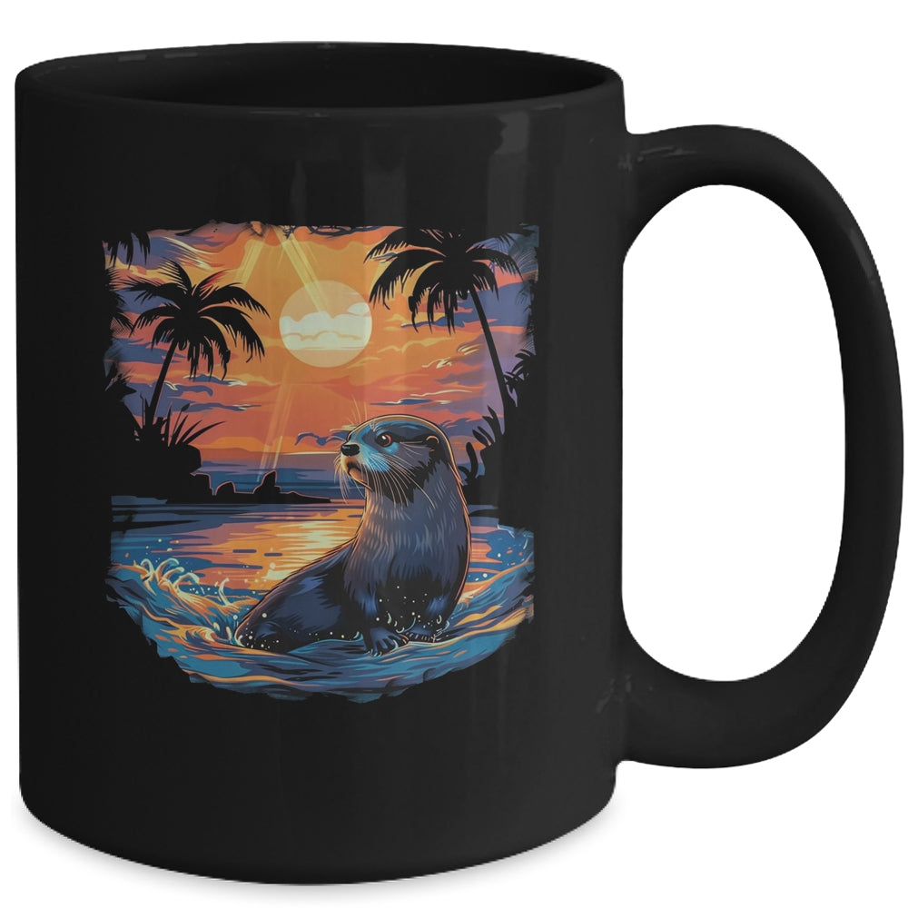 Cute Otter Discover The Spirit Animal River Otter Sunset Mug | teecentury